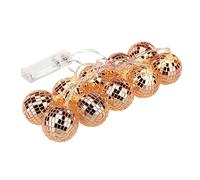 LED Disco Ball Mirror String Lights,10 Bright Reflective Silver Mirror Ball with White Lights, Battery Operated Reflective Silver Mirror Ball with White Lights for Xmas Tree Holiday(rose gold 5cm)