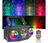 LED Disco Lights with Laser & Strobe - Sound Activated DJ Party Light with Remote, RGB Stage Lighting & Disco Ball Light for Home, Weddings, Kids Party & Dance Floor