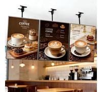 LED Display Menu Board - High Lumen Slim Frame with Magnetic Poster Swap and Adjustable Telescopic Hanging Rod for Diners and Fast Food Outlets