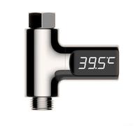 Led Display Shower Water Thermometer With 360 Degree Rotating Screen, Battery Flow Power Generator For Real Time Bath Temperature Monitoring In Silver(First generation)