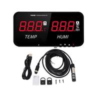 LED Display Temperature Humidity Detector Customizable Alarm System 5M Extended Probe Hygrometer Thermometer with Hideaway Stand