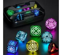 LED DND Dice Set, Light up Dice Rechargeable for RPG DM Gifts, RGB LL | ZHOORQI Polyhedral Dice Set with Charging Box, Glow in The Dark Dice for D and D (Dungeons and Dragons) Role Playing Game
