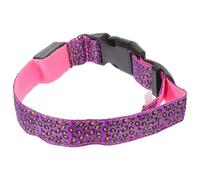 LED Dog Collar Adjustable Leopard Safety Purple Nylon for Dogs