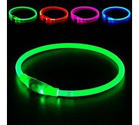 Led Dog Collar, BSEEN USB Rechargeable Flash Dog Necklace Light, Pet Safety Collar Makes Your Beloved Dogs Be Seen at Night for Small Medium Large Dogs(Green)