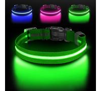 Led Dog Collar for Night Walking,Rechargeable Light Up Dog Collar Led Color,Glow in The Dark Dog Collars Waterproof for Small Medium Large Dogs (Green, Large)