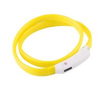 Led Dog Collar Rechargeable, Glowing Dog Walking Lights Light Up Collar Silicone Soft Necklace Lighted For Night For Small Medium Large (Yellow)