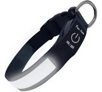 LED Dog Collar, USB Rechargeable Light Up Dog Collar, Waterproof Nylon Flashing Hi Vis Dog Collar with Quick Release Buckle, Adjustable Safety Collar for Night Walking, Small Medium Large Dogs, White