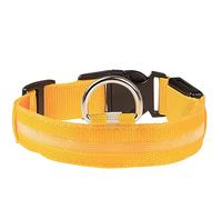 LED Dog Collar with 3 Light Modes, Adjustable Nylon Illuminated Collar Rain-Resistant for Night Walking, 4 Sizes (S/M/L/XL) Yellow S
