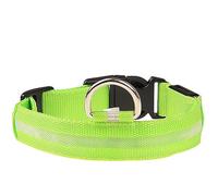 LED Dog Collar with 3 Light Modes, Adjustable Nylon Illuminated Collar Rain-Resistant for Night Walking, 4 Sizes (S/M/L/XL) Green XL
