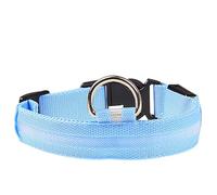LED Dog Collar with 3 Light Modes, Adjustable Nylon Illuminated Collar Rain-Resistant for Night Walking, 4 Sizes (S/M/L/XL) Blue XL