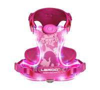 LED Dog Harness, Luminous Harness for Dogs, Rechargeable, Adjustable, LED Light Chest Harness with Handle for Small, Medium, Large Dog, Illuminated Dog Harness (Pink)
