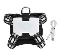 LED Dog Harness with USB Rechargeable Battery, Adjustable Reflective Strap, Black, Night Safety - Secure Fit, Quick Buckle, Durable D - Ring (S)