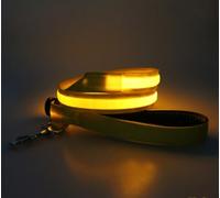 Led Dog Leash, 1.2m USB Rechargeable Luminous Light Up Dog Leash, Strong Training Lead for Safety Night Walking (Yellow)