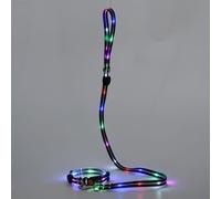 LED Dog Leash and LED Dog Collar,Rechargeable Dog Leash and Dog Collar(for Small,Medium Dog),Light Up Dog Leash Rechargeable,4 Ft Lighted Dog Leash for Night Walking Safety Glow in The Dark (Black)