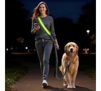 LED Dog Leash Rechargeable - Hands-Free & Jogging with Car Seat Belt for Small to Large Dogs - Adjustable Leash for Nighttime Safety While Running, Jogging, Hiking (2.6 m)
