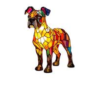 LED Dog Night Light,Stained Mosaic Resin Made Table Lamp,9 Cute Breeds,Decorative Accent Lamp for Kids' Room Bedroom, Cozy Warm Glow,Unique Pet Themed Home Decor (Boxer)