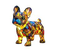 LED Dog Night Light,Stained Mosaic Resin Made Table Lamp,9 Cute Breeds,Decorative Accent Lamp for Kids' Room Bedroom, Cozy Warm Glow,Unique Pet Themed Home Decor (French Bulldog)