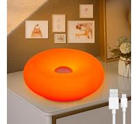 LED Donut Table Lamp - Cordless, Rechargeable, Touch Dimmable, 3 Color Temperatures - Retro Bedside Lighting for Bedroom, Living Room, Dining Room