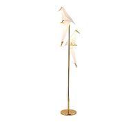 LED Double Headed Bird Floor Lamp - Modern Gold Standing Lamp For Living Room, Bedroom, Office, Study - 3000K Warm White Floor Light With Foot Switch, Acrylic Shade