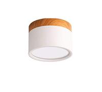 LED Downlight, Nordic Wood Modern Led Surface Mounted Ceiling Light Fitting, Aluminum Cool White Spotlight for Dining Room Kitchen Hallway,White,7W