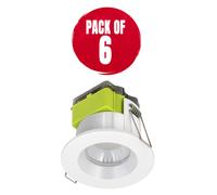 Luceco Ftype Mk2 Matt White Fixed Led Fire-Rated Cool & Warm Downlight 6W Ip65, Pack Of 6