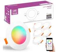 Led Downlights for Ceiling 3 inch 7W for Alexa，Bluetooth Smart Ceiling Spotlights by APP Control，Recessed Lights Warm to Daylight White Dimmable - Colour Changing RGB Lights (Cutout φ68-85mm) 6pack