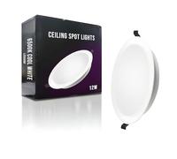 LED Downlights for Ceiling 5W/9W/12W/18W/24W Ultra Slim LED Recessed Ceiling Spot Lights 6500K Cool White IP20 Waterproof Spotlights Ceiling Lights, 1/2 Pack (12W, 1 Pack)