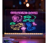 Led Drawing Board, 11.8 x 7.9in Led Light Note Message Board, with 7 Colors Pen/Stand, Acrylic Dry Erase Board, Light up Message Board Memo Board for Room/Store/Office/Festival/Gift (White)