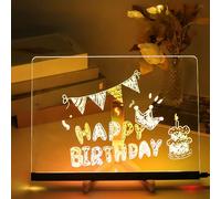 LED Drawing Board 2026 Upgrade, Magic Board for Kids with 7 Colors Pen, Doodle Glow Note Board with Stand, Acrylic Dry Erase Board, Clear Board Gift for School Office Cafe Home (15 * 15cm)