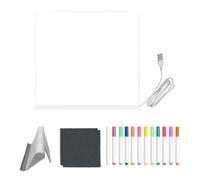 Led Drawing Board - 20x20cm Light Up Writing Board, Acrylic Drawing Tablet, Glow Message Pad, Reusable Note Boards, USB Powered Display | Warm Light, Fold Stand