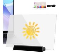 LED Drawing Board - 20x20x3cm Sktch Tablet, ABS Acrylic Build, Illuminated Coloring Pad with Multicolor Marker Set Rechargeable Night Writing | Art Practice Gift for Children Holiday Homes Classrooms