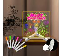 LED Drawing Board Acrylic Erasable Transparent Dry Erase Board 8.27 * 8.27Inch LED Note Board Doodle Message Board Memo List Calendar USB Connect Gift for Kids Holiday Birthday Office Cafe Home