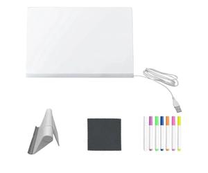 LED Drawing Board - Bright Acrylic Sheet, Quick Dry Marker Set, Creative Writing Block, Portable USB Whiteboards | Suitable for Learning Art Activities