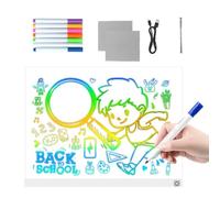 LED Drawing Board Children - 7 Colours Touch Control Light Note Board, Wipe Clean Acrylic Writing Tablet with Night Light, Stand and 7 Pens, for Home, Office, School, Art Projects, News, Ges