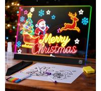LED Drawing Board for Children, 17-Inch Doodle Glow Christmas Decorations Lights Gifts for 3-10 Year Old Girls Boys Christmas Gifts Led Drawing Board Toys for 3-10 Year Old Girls Boys with 12 Markers