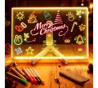 Led Drawing Board for Children, 30x20 cm LED Note Board with 7 Colors Pen, Doodle Glow Kids Led Drawing Lamp, Light Up Dry Erase Message Boards with Stand for Office Cafe School Home