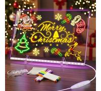 Led Drawing Board for Children, 35x25 cm Led Note Board with 7 Color, Birthday Christmas Gifts for 5-12 Year Old Girls Christmas Stocking Fillers, Acrylic Drawing Board with Stand for Office School