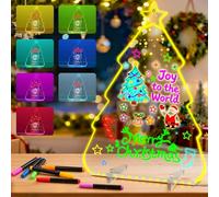 LED Drawing Board for Children, Acrylic Light up Dry Erase Board Kids LED Note Board Pad with Light 4 Modes 7 Colors, Lighted LED Message Writing Board Lamp Doodle Glow Board Christmas Toy for Kids