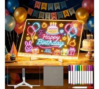 LED Drawing Board for Children, LED Note Board with 12 Colors Pen, 30x20 cm Acrylic Light Up Writing Message Magic Board, Arts Dry Erase Doodle Desktop Note, Illuminated Wordpad Gift for School Office