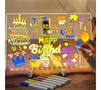 LED Drawing Board for Children, Light up Drawing Board Kids, LED Drawing Lamp, Light Board, LED Writing Board, Acrylic Message Board, Glow Pads with 7 Colors Pen/Stand,Christmas Presents (15x15)