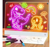 LED Drawing Board for Children,Maslasee 14.2-Inch Kids LED Drawing Lamp & Doodle Glow Pad, Mess-Free Light up Drawing Board for Children with Built-in Stand, 7 Color Glow Art Toy Includes Markers