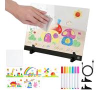 LED Drawing Board for Children, Rechargeable 4 Modes Acrylic Doodle Pad, Erasable LED Message Board Including Markers, for Girls, Home, Classroom, Workplace