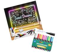 Led Drawing Board for Children with 8 Colors 6 Light Modes, 12 Washable or Dry Erase Color Marker Pens
