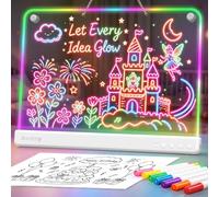 LED Drawing Board for Kids, Awatty Rechargeable LED Note Board 16-Inch Neon Glow Art Pad Message Light Up Memo Note Board with Stand 10 Light Modes Toys Gift for Kids/Girls/Teens (White)