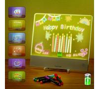 LED Drawing Board for Kids - Doodle Glow Note Board with Colors | Rechargeable Acrylic Dry Erase Board with Light & Touch Switch | 5H Battery, Glow Writing Pad for Toddlers & Artists