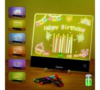 LED Drawing Board for Kids - Doodle Glow Note Board with Colors | Rechargeable Acrylic Dry Erase Board with Light & Touch Switch | 5H Battery, Glow Writing Pad for Toddlers & Artists