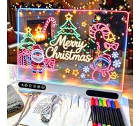 LED Drawing Board for Kids, Rechargeable 16“ Neon Art Writing Tablet with 7 Colors 3 Modes 10 Brightness 5 Speed, Light Up Doodle Glow Acrylic Tracing Pad with Stand, Xmas Bithday Gift for Girls Boys