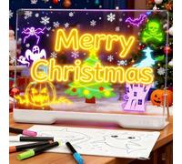 Led Drawing Board, Led Drawing Board for Children with 7 Color Light Modes, 16-Inch Rechargeable Neon Glow Art Dry Erase Light Up Drawing Pad with 5 Markers for Festivities and Teens