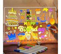 LED Drawing Board, LED Note Board with 7 Colors Pen Acrylic Memo Board with Adjustable Stand Transparent Luminous LED Writing Board, Wipeable, Notepad