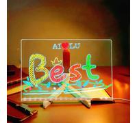 LED Drawing Board, LED Note Board with 7 Colors Pen, Luminous Drawing Board for Children, Kids Drawing Lamp Dry Erase Board Lamp with Stand for Office School Home (D, 30 * 20cm)
